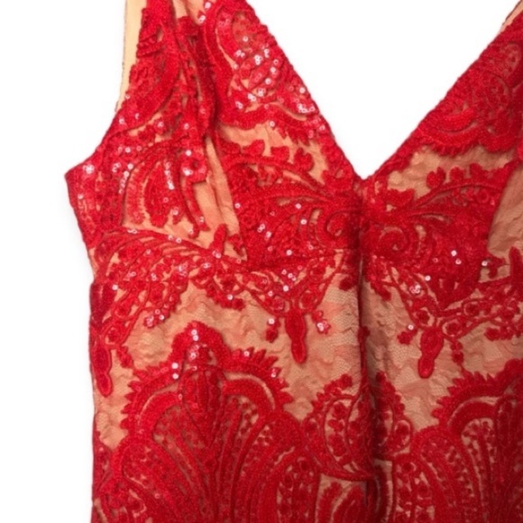 FREE PEOPLE Night Shimmering Red Mini Dress - Picture 5 of 14